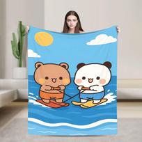 Bubu Dudu Good Night Flannel Blankets Winter Warm Soft Throw Blanket for Girls Boys Home Decor Fashion Bedspread Sofa Bed Cover Size: 75*100cm, Weight: 230 GSM