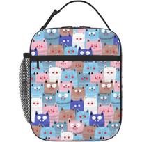 Cute Colorful Cats Insulated Lunch Bag,Kids Lunch Box For Girls Boys Teen,Kid Lunch Box Containers Cooler Bag With Front Pocket One Size