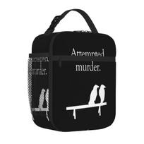 Bestselling Attempted Murder (White Design) Gloss Finish Neoprene Lunch Bag Outdoor Barbecue Student Lunch Bag One Size