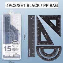 Office School Maths Metal Rulers Drafting Supplies Examination Stationery Aluminium Ruler Set black
