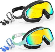 Aegend Swim Goggles for Kids Youth 3-14-2 Pack Wide Frame Anti-Fog Anti-UV Clear Vision