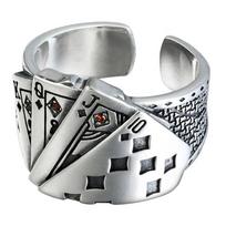 Open Ring Gothic Hip Hop Playing Card Spade Poker Ring Jewelry Gift for Unisex 1