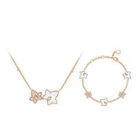 Lola Rose necklace Ivy Series Double Leaves Fashionable Light Luxury Exquisite Elegance White mother-of-pearl two-piece set-necklace + bracelet F auksas