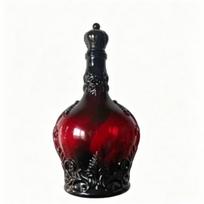 Ornate Embossed Crown Glass Decanter Gothic Style Red Black Whiskey Liquor Bottle for Bar Home Shelf Display Decor