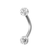 Curved Barbell Rhinestone Piercing Ring Piercing Jewelry Fake Lip Stud Ball Nose Ring Eyebrow Stud sidabras