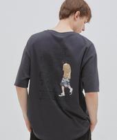 Bunker Buster Crack Lettering Short Sleeve T-Shirt Charcoal (Mo2Tu266-075) 95