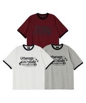 Urban Age [2Pack] Studio Ringer Oversized Short Sleeve 3 Colors (Type B) Burgundy L/Burgundy M