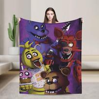 FNAFS At Freddy's Blanket Warm Graphic Plush Throw Blanket For Living Room Travel Office Flannel Bedspread Bed Cover Size: 75*100cm, Weight: 230 GSM