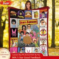 Bob’s Burgers Fleece Blanket, Bob Burgers Family Blanket, Bob Belcher Tina Belcher The Real Burger Fleece Custom blankets Size: 75*100cm, Weight: 230 GSM