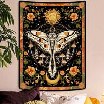 Retro Moth and Mandala Tapestry Aesthetics Bedroom Wall Decoration Living Room Dormitory Office Home Decor 100X70CM