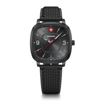 WENGER VINTAGE SPORT Stainless Steel Case Gray Black Silicone Quartz 50m Water Analog Men's Watch, (316L), Dial, Strap, Movement, Resistant, Gift, [ ]