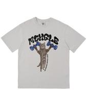 Match Glove Dumbbell Cat Oversized Tee (Beige) Wh/Free