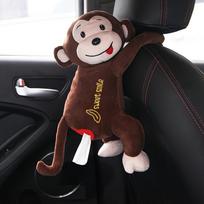 Pippi Monkey Car Tissue Box, Creative Armrest Box, Cartoon Internet-Famous Hanging Style, Rear Seat Car Interior Tissue Dispenser Wall-mounted Pippi Monkey - Brown (1pc)