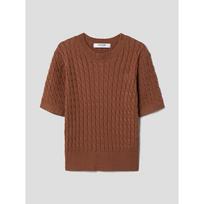 8 Seconds Cable Half Sleeve Pullover Brick Brown (Antique Gold)/S