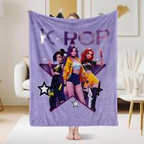 K-Pop Girl Group Blanket Single Sided 2D Print Soft Flannel Fleece Throw Blanket for Bed Couch Sofa Trendy Kpop Vibe for Fans Size: 75*100cm, Weight: 230 GSM