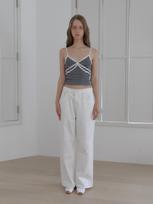 Heatherment Striped Double Lace Camisole (Navy White) Navy-White/Os
