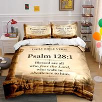 Psalm 128:1 Daily Bible Verse Bedding Set Bedding set (1 duvet cover, 2 pillowcases, duvet not included) 135x200cm