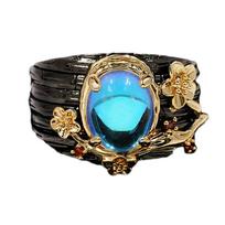 Kūrybingi Moonlight Gemstone Moterys žiedui Medžio šakai Gėlių špagatai Moteriški Mėnulio akmens žiedas Elegantiški moteriški juodo aukso papuošalai 6 juoda