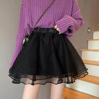 Spring Summer Korean Elastic High Waist Mini Tutu Skirts Women Solid Casual Mesh Patchwork Short A-line Skirts S juoda