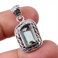 Natural Moldavite Gemstone Handmade 925 Solid Sterling Silver Pendant 1.25  N9K91