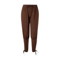 Men Pants Medieval Pirate Ankle-banded Lace-up Strap Elastic Waist Pleated Loose Solid Color Cropped Trousers Cosplay Performance Costume XXL ruda