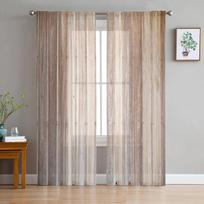 Medinės lentos Shabby Retro Ruda Skaidrios Užuolaidos Svetainės Langui Tiulio Užuolaidos Miegamajam Virtuvei Namų Dekoravimui Voile Užuolaidos W135 x H115cm x1&Rod Pocket