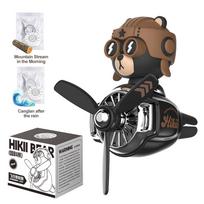 Adorable Husky Pilot Car Decoration - Moving Propeller Air Freshener with Cute Aviation Theme Hacker Bear
