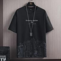 Men's Urban Snow Mountain Print Slim Fit T-Shirt and Shorts Set - Trendy Korean Style 5XL