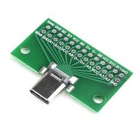 1 vnt. Type-C kištukas į lizdą USB 3.1 testinė PCB plokštės adapteris Type C 24 kontaktų 2,54 mm jungties lizdas duomenų linijos laidui kabeliui perduoti