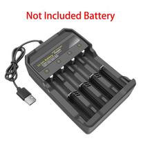 4 Slots Battery Charger 18650 Portable Charger for 3.7V Li-ion Rechargeable Batteries 18650/18490/16340/14500/10440 USB Charger juoda