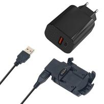 12W Mains Charger + Cable Compatible with Garmin Fenix 3 Fenix 3 Sapphire Fenix 3 HR Quatix 3 Tactix Bravo Phonillico® juoda