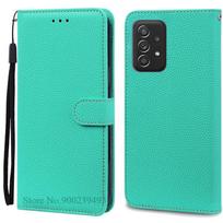 SamsungA72 Case For Samsung Galaxy A72 Case Leather Wallet Flip Case For Samsung A72 A 72 5G A726B A725F Case Soft Silicon Cover Samsung A72 4G 5G dangaus mėlyna spalva