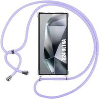 Case for Samsung Galaxy S24 Ultra - Shockproof - Flexible - Elastic Protection - Purple Lanyard - Unisex violetinė