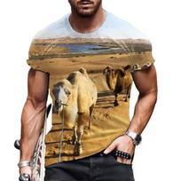 Fashion Desert Camel Pattern Men's Pullover T-shirt Summer New Short Sleeve 3D Print Street Comfort Large Short Sleeve 6XL XS