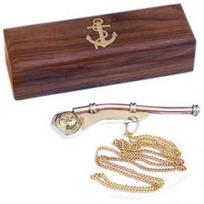 Brass & Copper Boatswain Whistle, Bosun Call Pipe For Navy, Nautical Maritime M aero