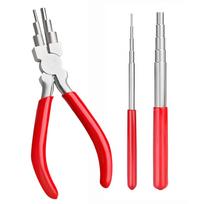 3Pcs Professional Jewelry Pliers Multipurpose Wire Coiling Tool for Bracelet Necklace Making Solid 6 Stage Wire Rod raudona