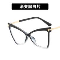 New Cat Eye Glasses Women Anti Blue Light Fashion Butterfly Flat Mirror Trendy Large Frame Eyeglass Luxury Design Eyewear