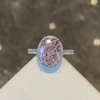 [Barbie Pink Diamond] Oval Pigeon Egg Classic Light Luxury Pink Crystal Dream Ring Sweet and beautiful woman opening adjustable