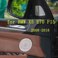 LHD RHD automobilio stereo garsiakalbio durelių lipduko dangtelis, skirtas BMW X5 E70 F15 2008-2018 nerūdijančio plieno apdailai, automobilio stiliui E70 Black 2 pieces