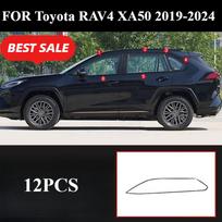 FOR Toyota RAV4 XA50 -2024 Stainless Steel Window Trim Bright Door Window Edge Black Car Accessories Modification Parts 12PCS