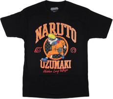 Naruto T-Shirt Men's Naruto Shippuden Uzumaki Hidden Leaf Village Anime Adult Crewneck Short Sleeve T-Shirt S juoda