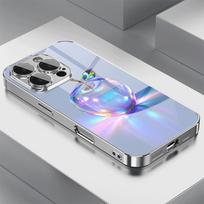 Prabangus vaivorykštės kristalas su Apple raštu grūdinto stiklo telefono dėklas, skirtas iPhone 17 16 15 14 13 12 11 Pro Max Plus 16E 17Air dangtelis iPhone 14 Plus