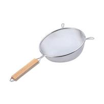 Nerūdijančio plieno tinklinis sietelis su medine rankena smulkaus tinklelio filtro šaukštas Vielos sietelis Metalinis kiaurasamtis skimeris virtuvės reikmenys 12.5cm white
