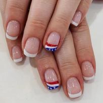 4th of July Fake Nail French Tips Press on Nail Square Fake Nail Independence Day Glues On Nail Artificial False Nail 1
