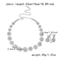 Women's Party Earrings and Necklace Set, Luxurious and Simple Diamond-Studded Sparkling Necklace, Exquisite and Sophisticated Women's Party Earrings Suit