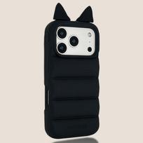 Popular Funny 3D Ear Devil Horns Soft Silicone Phone Case For iPhone 13 14 15 16 17 Pro Max Down Jacket Pattern Back Cover iPhone 15 Pro
