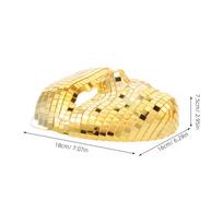 Disco Ball Mirror Face Mask Sparkly Glitter Full Coverage Costume Mask for Halloween Carnival Masquerade Party Stage Performance auksinė