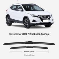 Silent Frameless Wiper Blades for 21-23 Nissan Qashqai - Front & Rear, High Definition Qashqai/2008-2015 Set (Front Wipers)