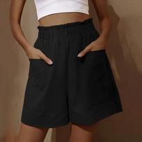 Women's Casual Solid Color Elastic Waistband Summer Shorts with Pockets Comfortable Loose Fit Lightweight Fabric XXXL juoda
