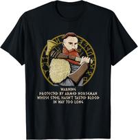 Protected by Armed Norseman Funny Mythology Humor Norse T-Shirt XXXL